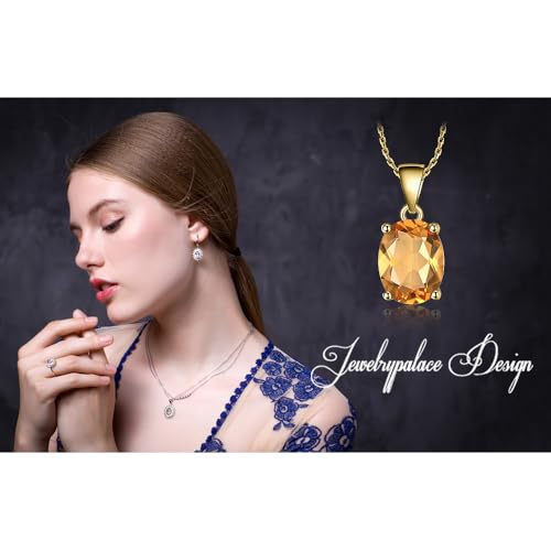 JewelryPalace Natural Gemstone Garnet Peridot Amethyst Citrine Blue Topaz Birthstone Solitaire Pendant Necklace Jewelry Set, 14k Gold Plated 925 Sterling Silver Necklaces for Women, 18 Inch Box chain - color: E-Yellow Gold Plated Brass-Crystal