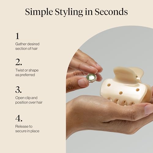 KitschPop ™ Hair Clips For Women with Charm Sets- Pearlized Cream, 7pcs Set | Customizable Cloud Claw Clip With Interchangeable Collectible Cute Charms – Hair Clips For Styling Updo, Half Updos - color: Pearlized Cream