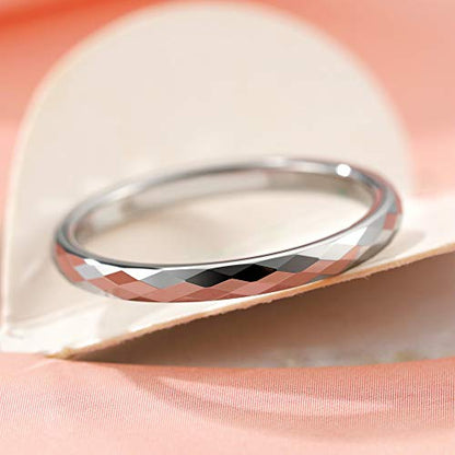 THREE KEYS JEWELRY Tungsten Wedding Band for Men Women Silver Hammered | 2mm, 8mm, Engagement Gift, Comfort Fit, Silver, Hammered - color: Silver 2mm