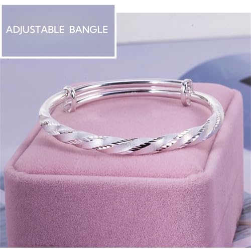 925 Sterling Silver Bangles For Women Handmade Silver Bangles Open Adjustable Bangle Bracelets For Women Silver Open Cuff Bracelets Stackable Wrap Bangles Festival Jewelry Gifts - color: Style 19