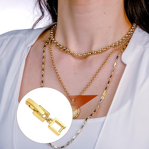 Foldover Clasp Extender Foldover Extension Jewelry Clasps 4 Pcs Gold Plated Fold Over Clasp Necklace Extension Clasps Metal Bracelets Extenders Small Fastener for Women Jewelry Making Repair Kit