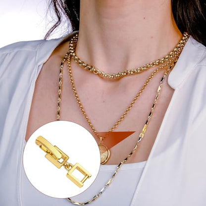 Foldover Clasp Extender Foldover Extension Jewelry Clasps 4 Pcs Gold Plated Fold Over Clasp Necklace Extension Clasps Metal Bracelets Extenders Small Fastener for Women Jewelry Making Repair Kit