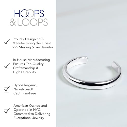 Hoops & Loops 925 Sterling Silver Open Toe Ring for Women & Men, Minimalist Adjustable Band, Tarnish Resistant, Hypoallergenic, Silver, Gold, Rose Gold, Black - color: Silver