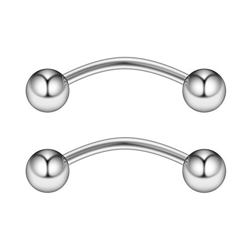 Ruifan 12pcs Surgical Steel Tiny Curved Eyebrow Ear Navel Belly Lip Ring Barbell Piercing Jewelry 20g 6mm/8mm/10mm - style: 12PCS - 20G 1/4" w Balls