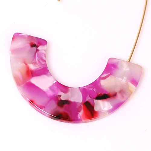 Acrylic Earrings Statement Tortoise Hoop Earrings Resin Wire Drop Dangle Earrings Fashion Jewelry For Women - color: pink