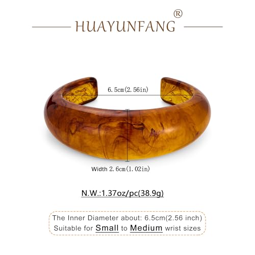Chunky Acrylic Bangles Bracelets For Women Geometric Acrylic Resin Acetate Mottled Wide Bangle Bracelet Statement Colorful Bangles for Party - color: Cuff Bracelet-Brown