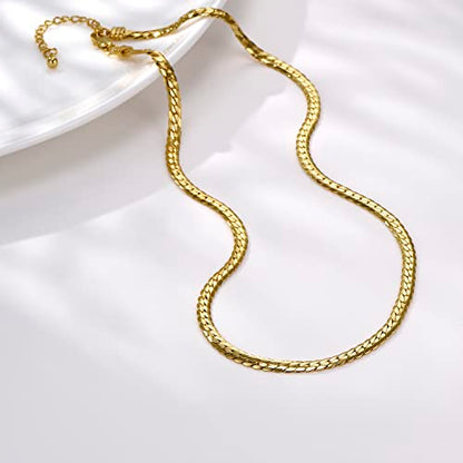 FRUMOS Dainty Layered Choker Necklace 18k gold Plated Y Pendant Commemorative coin Necklace Multilayer Bar Disc Necklace Adjustable Layering Choker Necklaces fashion jewelry for Women Girls - color: Snake chain