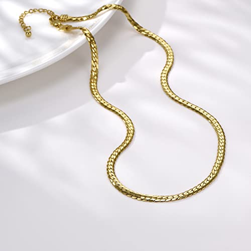 FRUMOS Dainty Layered Choker Necklace 18k gold Plated Y Pendant Commemorative coin Necklace Multilayer Bar Disc Necklace Adjustable Layering Choker Necklaces fashion jewelry for Women Girls - color: Snake chain