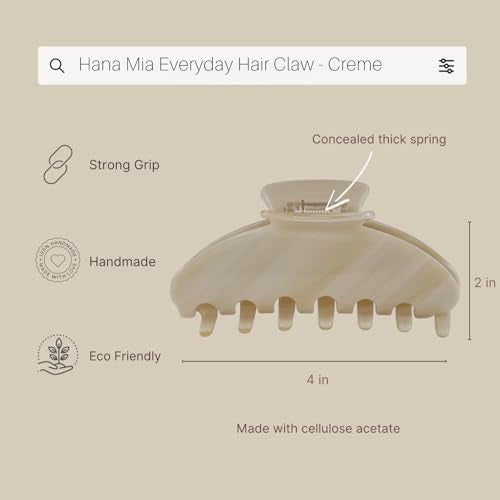 Luxury Creme Claw Clip for Women | Our Large 4 Inch Hair Clip Creates Beautiful Half Ups, Secure Updos & Chic Daily Styles | Premium Acetate Claw with Secure Hold & Snag Free Teeth for Easy Styling - color: Cream