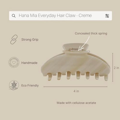 Luxury Creme Claw Clip for Women | Our Large 4 Inch Hair Clip Creates Beautiful Half Ups, Secure Updos & Chic Daily Styles | Premium Acetate Claw with Secure Hold & Snag Free Teeth for Easy Styling - color: Cream