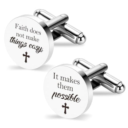 Mens Christian Gifts Inspirational Bible Verse Catholic Religious Spiritual Gifts Faith Based God Biblical Gift Fathers Day Birthday Presents Unique Christmas Gift Stainless Steel Cuff Links Cufflinks