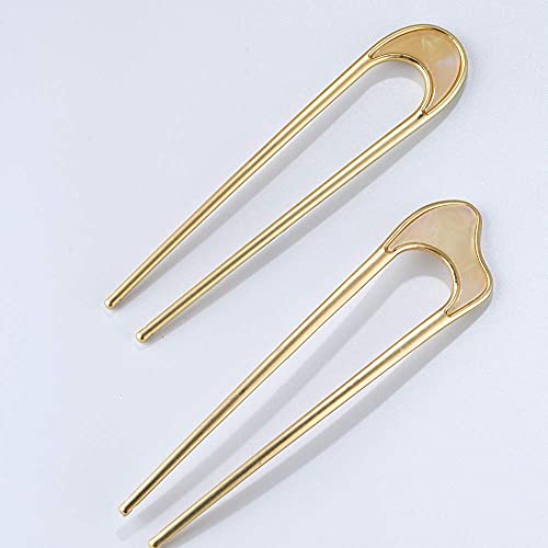 U-Shaped Hair Pins Metal Vintage Hair Sticks French Hair Pin Hairstyle Chignon for Women, 2PCS-Style 1