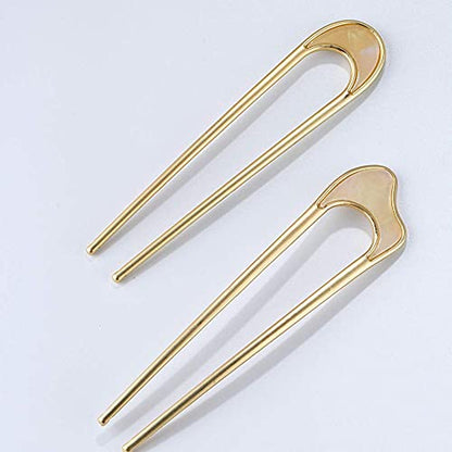 U-Shaped Hair Pins Metal Vintage Hair Sticks French Hair Pin Hairstyle Chignon for Women, 2PCS-Style 1