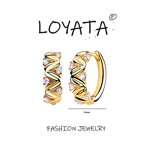 LOYATA Gold Huggie Hoop Earrings 14K Gold Plated Dainty Small Simple Hypoallergenic Jewelry Gift for Women - style: ED311
