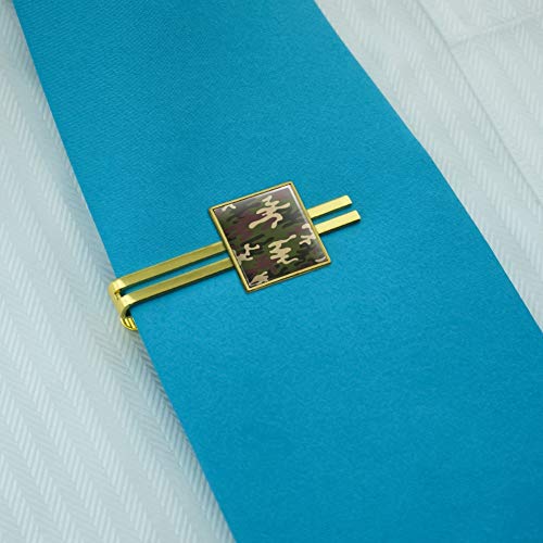 GRAPHICS & MORE Green Camouflage Square Tie Bar Clip Clasp Tack- Silver or Gold - color: Gold