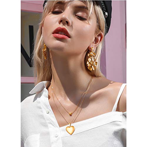 U7 Women Locket Necklace, Heart Photo Lockets Hold Picture, Gift Box Packed | Gold/Silver/Rose Locket Charm, Custom Picture and Engravement Heart Pendant, 20" Chain, Personalized Gift for Mom Wife Friend - color: 03# Rose Gold*2 Heart