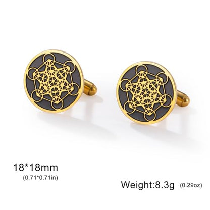 Cufflinks for Men Delicate Stainless Steel Wedding Business Cufflinks Gifts for Groom Husband French Shirt Accessories - style: Geometric-Gold
