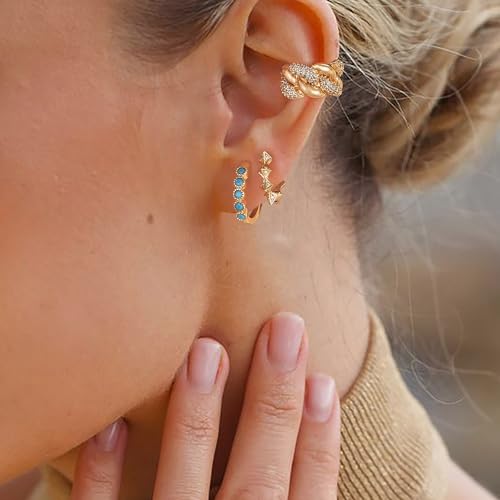Chunky Ear Cuff Earrings for Women Single | Non Piercing, Clip On, 14K Gold Plated, Cubic Zirconia, Hypoallergenic, Jewelry Gifts - style: Twist