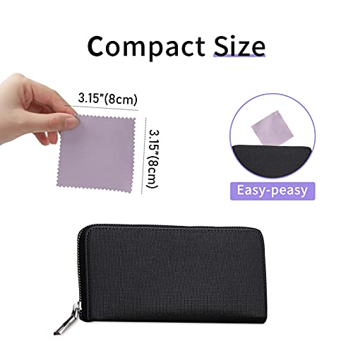 CATIFLIN 100pcs Premium Jewelry Cleaning Cloth, Silver Polishing Cloth Individually Wrapped, for Sterling Silver, Gold, Brass, Silverware, Coin, Ring, Watch and More (Purple, 3.15" x 3.15") - color: Purple