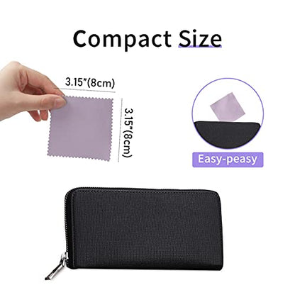 CATIFLIN 100pcs Premium Jewelry Cleaning Cloth, Silver Polishing Cloth Individually Wrapped, for Sterling Silver, Gold, Brass, Silverware, Coin, Ring, Watch and More (Purple, 3.15" x 3.15") - color: Purple