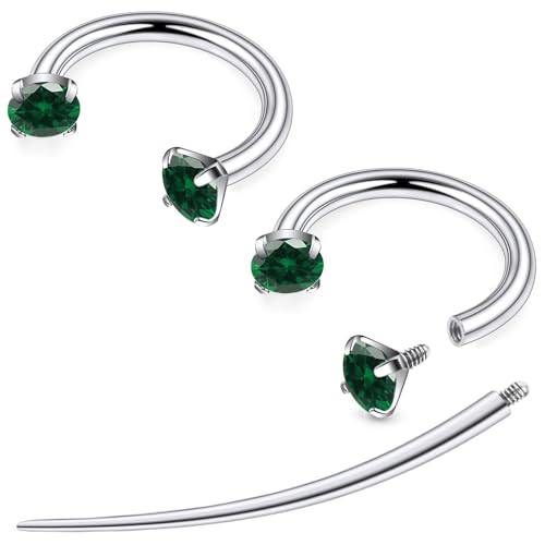 F136 Titanium 20/18/16/14g Horseshoe Nose Septum Lip Ear Rings Piercings 8/10/12mm Cartilage Helix Daith Earrings Jewelry for Women Men - color: Green, size: 14g*1/2in(12mm)