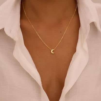 Initial Necklaces for Women Bubble Gold Silver Letter Necklace Dainty Personalized Charm Pendant Name Necklace Cute Non Tarnish Fashion Accessories Teen Gift Trendy Stuff Jewelry Gifts - color: Gold, style: C