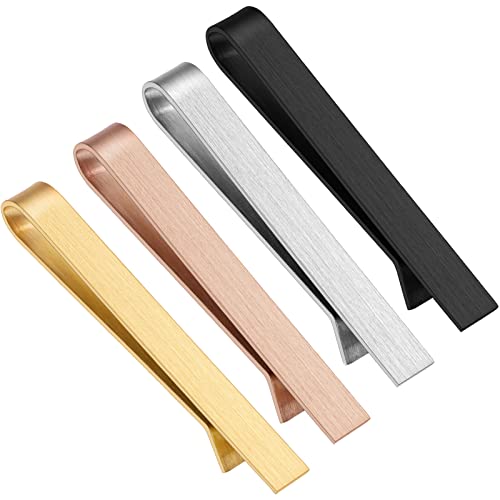 2.2/2.5 Inch Tie Clips for Men's tie in Gift Box, tie bar & pins set for larger width necktie in black red white blue color, Suitable for Wedding Anniversary Christmas Party - size: 2.2'' Wide, style: 4pcs Multicolor
