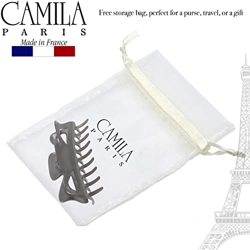 Camila Paris CP3505 French Large Hair Clips for Women Thick Hair for Long Curly Wavy Hair, Girls Hair Claw Clip, Durable Styling Big Claw Clip for Thick Hair, Strong Hold No Slip Grip, Made in France - color: Gray 4.5"