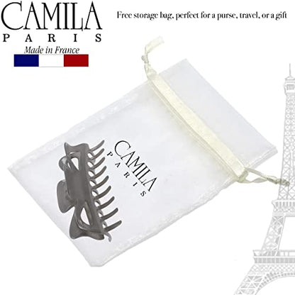 Camila Paris CP3505 French Large Hair Clips for Women Thick Hair for Long Curly Wavy Hair, Girls Hair Claw Clip, Durable Styling Big Claw Clip for Thick Hair, Strong Hold No Slip Grip, Made in France - color: Gray 4.5"