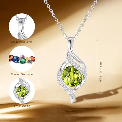 FANCIME Birthstone Necklace for Women Jewelry Gift for Her | Infinity Love Pendant Sterling Silver, Birthday Gift for Women, Adjustable 16+2" - color: 08 - Created Peridot