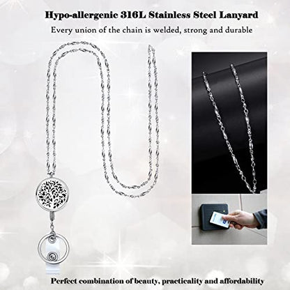 Retractable Lanyard, Lanyards for ID Badges Women Cute, Family Tree | Teacher Lanyard with ID Holder, Nurse Badge Reels Retractable Necklace Keychain Silver Chain Work Jewelry Gifts - color: 4-retractable-family Tree