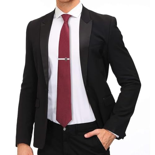 Tie Clips for Men Classic Tie Clip Set Necktie Tie Bar Clips jewelry Box Gift - color: Silver