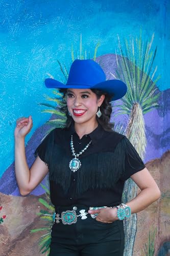 Montana West Rustic Couture's Turquoise Western Concho Chain Belt for Women | Large Western Cowgirl Metal Adjustable Boho Body Chain Belt for Dresses Jeans Country Concert - color: Baby Turquoise