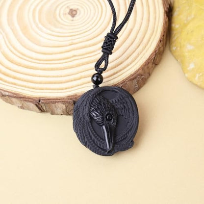 Anjiucc Natural Gemstone Tree of Life Black Obsidian/Golden Obsidian Pendant Necklace for Male and Female Necklace - color: Eagle