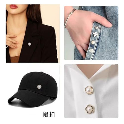 76 Pieces Pearl Brooch Pins Set, Scarf Ring Clips and Sweater Shawl Safety Pins and with Cover up Buttons Pins for Women T-Shirt Dress