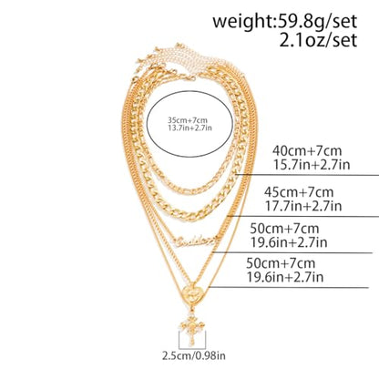 CSIYANJRY99 Layered Gold Necklaces for Women Chunky Gold Necklace Stack Layered Cuban Paperclip Snake Chain Necklace Retro Coin Dainty Pendant Toggle Clasp Necklace - style: Gold Goddess