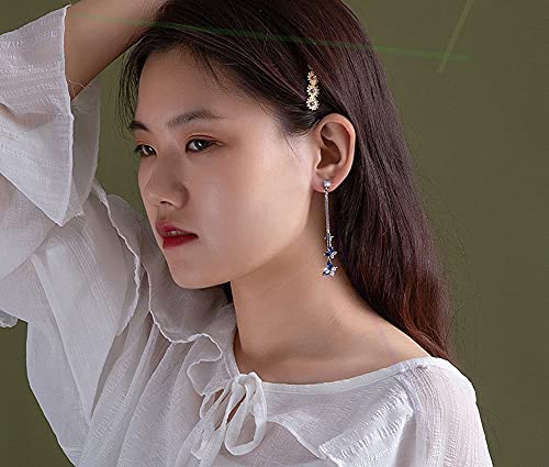 Temperament Crystal Butterfly Drop Dangle Earrings for Women Long Tassel Butterfly Stud Earrings - color: Bule