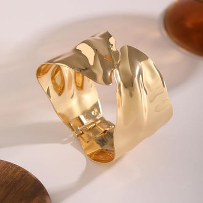 Chunky Gold Cuff Bracelet Chunky Bangles for Women Non Tarnish Modern Gold Jewelry Gifts trendy fashion fall fashion jewelry womens fashion - color: H-Bohemian style bracelet
