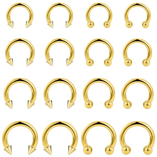 12G Septum Rings Ear Gauges Earrings Hoops Eyebrow Piercings lip Rings Hoop 316L Surgical Steel Cartilage Helix Tragus Rook Daith Earrings Piercing Jewelry for Women Men 10mm 12mm 14mm 16mm - style: 12G，10mm-16mm，Gold Tone