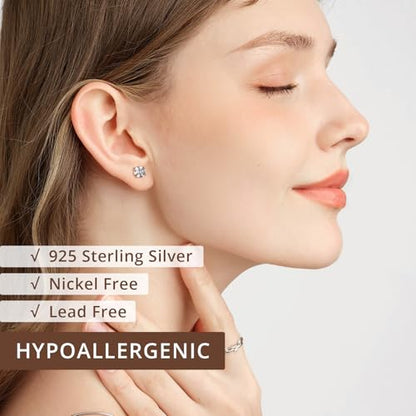 4 Pair Moissanite Stud Earrings,Flat Back Earrings for Women | 14K/White Gold Plated S925 Sterling Silver Flat Back Earrings Set, Hypoallergenic Cartilage Piercing Jewelry - color: 14K Gold