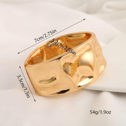 Exquisite and Stylish Gold Bracelet, Fashion Jewelry, Women's Gold Accessories – Ideal Gift for Mom, Wife or Girlfriend - style: Hammered Wide Cuff Bracelet