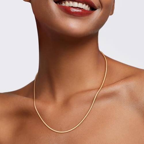 Jewlpire 1.5mm 2mm 2.5mm Snake Chain 18k Gold Plated 925 Sterling Silver Chain Necklace for Women, Smooth Sturdy Hypoallergenic, 16 18 20 22 24 Inch - color: 1.5mm-18K Gold Plated, size: 24 Inches