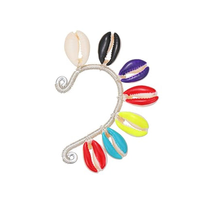 Wellike Gold Ear Cuffs For Women Non Piercing Single Clip On Earrings 18k Gold/Silver Plated Handmade Cuff Earrings Hypoallergenic Waterdrop Cowrie Shell Jewelry - color: KKWE583-L-S