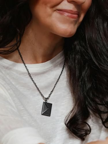FindChic Locket Necklace for Women Custom Photo Memorial Gifts 4 Colors | Silver/Black/Rose Gold/Gold Plated Personalized for Loved Ones, Birthday Valentine's Day Keepsake - style: 07. Love Letter-Black