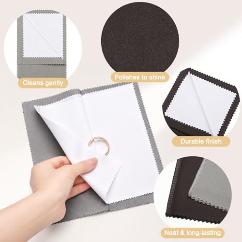 2 Set Jewelry Cleaning Kit Watch Cleaning Brush Silver Polishing Cloth Jewelry Cleaner Tool for Gold Gemstones Coins