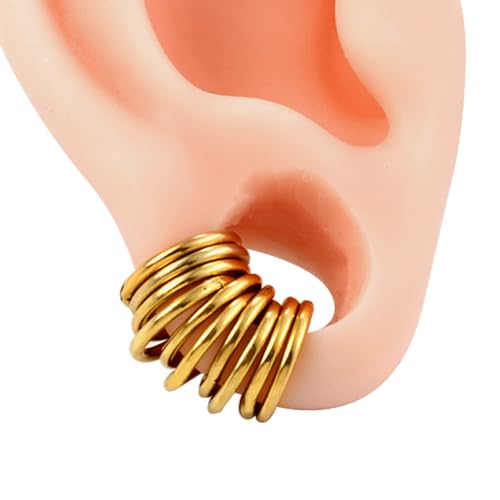 MOQIKAKA16G 18G 20G Surgical Steel Nose Septum Rings Hoops - Stainless Steel Hinged Clicker Segment Nose Rings Hoop Helix Cartilage Daith Tragus Sleeper Earrings, Ear Plugs Tunnels Gauges - color: Classic Gold 15PCS, size: 16g 10mm