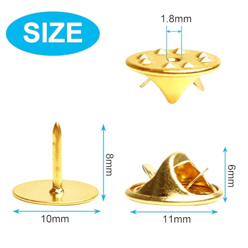50 Pairs Premium Butterfly Clutch Pin Backs with 8mm Length 10mm Width Blank Pins for DIY Enamel Pins, Jewelry Craft Gifts, or Tie Tack Keeper Replacements (Gold) - color: Gold
