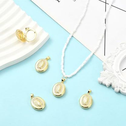 Mary Photo Locket Charms for Jewelry Making Brass Frame Charms Memorial Bracelet Necklace Earring Keychain - style: Oval