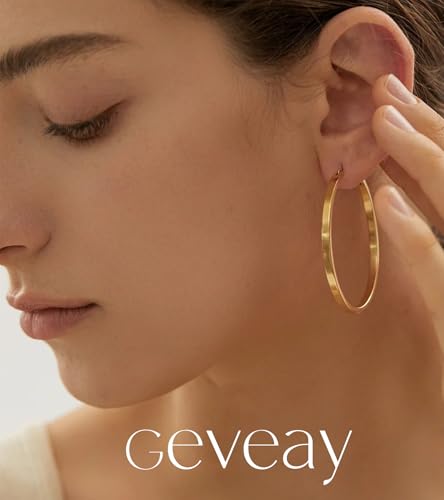 Lightweight 925 Sterling Silver Post Hoop Earrings for Women | 3mm Wide Hypoallergenic Thin Large Hoop Earrings for Women Gift 30/40/50/60mm - size: 50mm Gold
