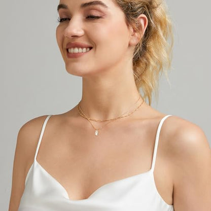 Luxval Diamond Pendant Gold Necklace for Women，Dainty 18k Gold Plated Choker Necklaces Simple Gold Jewelry Gifts for Women - color: Gold-Birthstone Layered